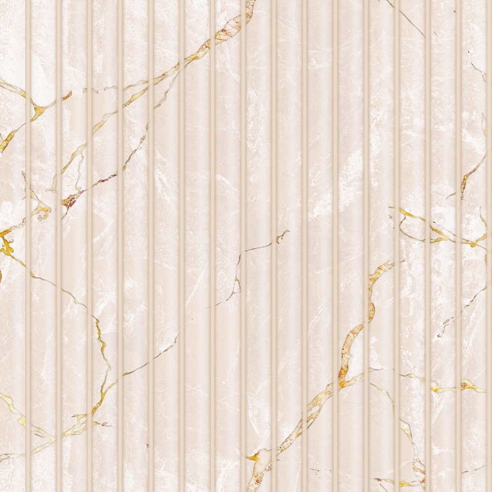 image 1 of Fluted Marble Panel Wallpaper in Cream | Cream | Cream & Gold | 50cm x 10m