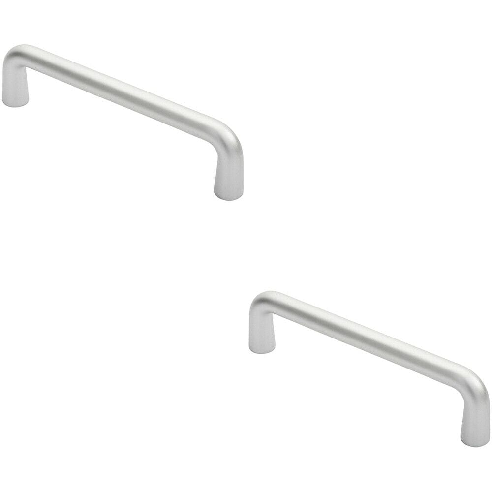 Loops 2x Rounded D Shaped Bar Handle 225 x 19mm Diameter Satin Anodised Aluminium
