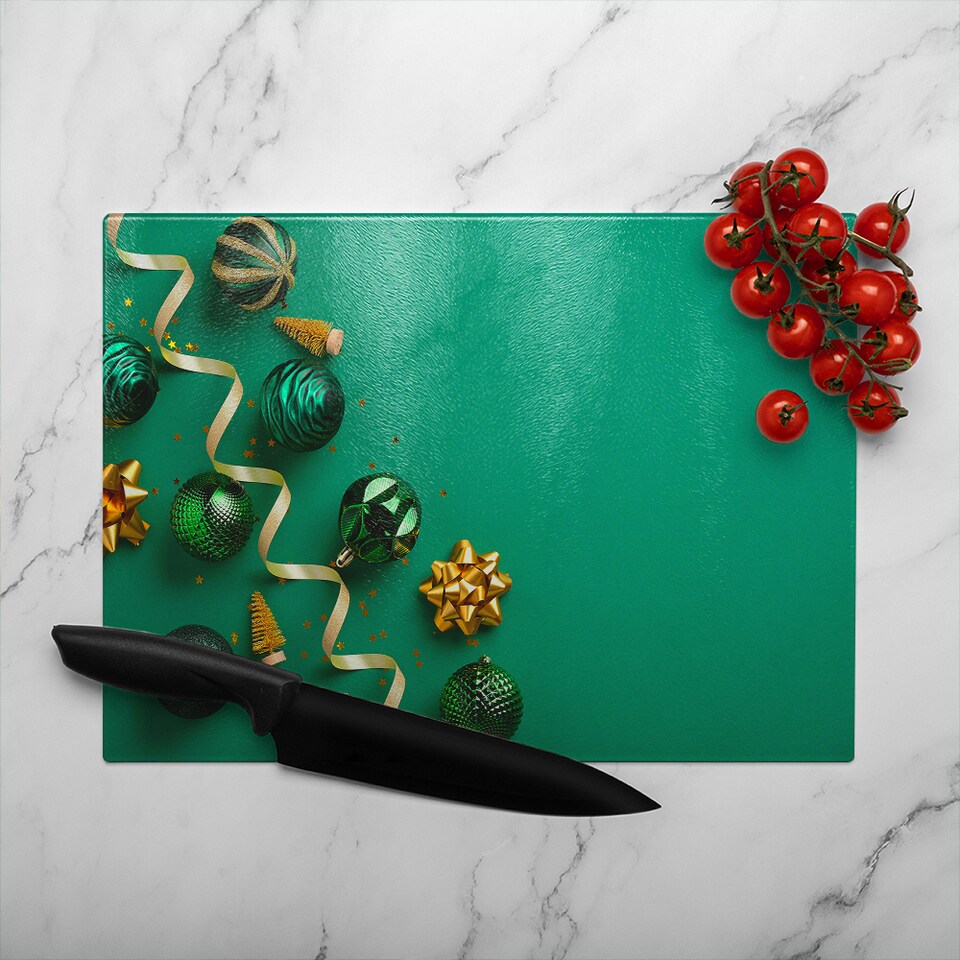 image 1 of Christmas Greetings Dining Glass Chopping Board | Multi