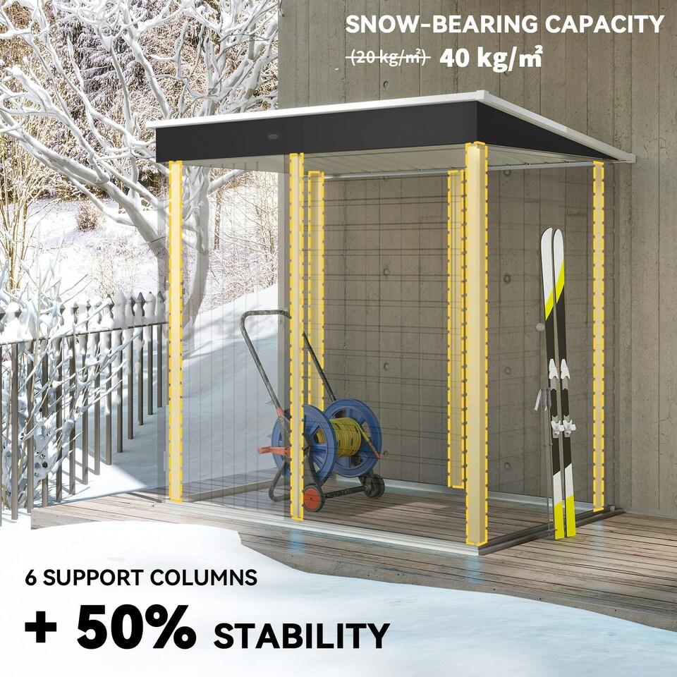 image 1 of Outsunny 6 x 4ft Metal Garden Shed with Lockable Door and Gloves, Dark Grey 