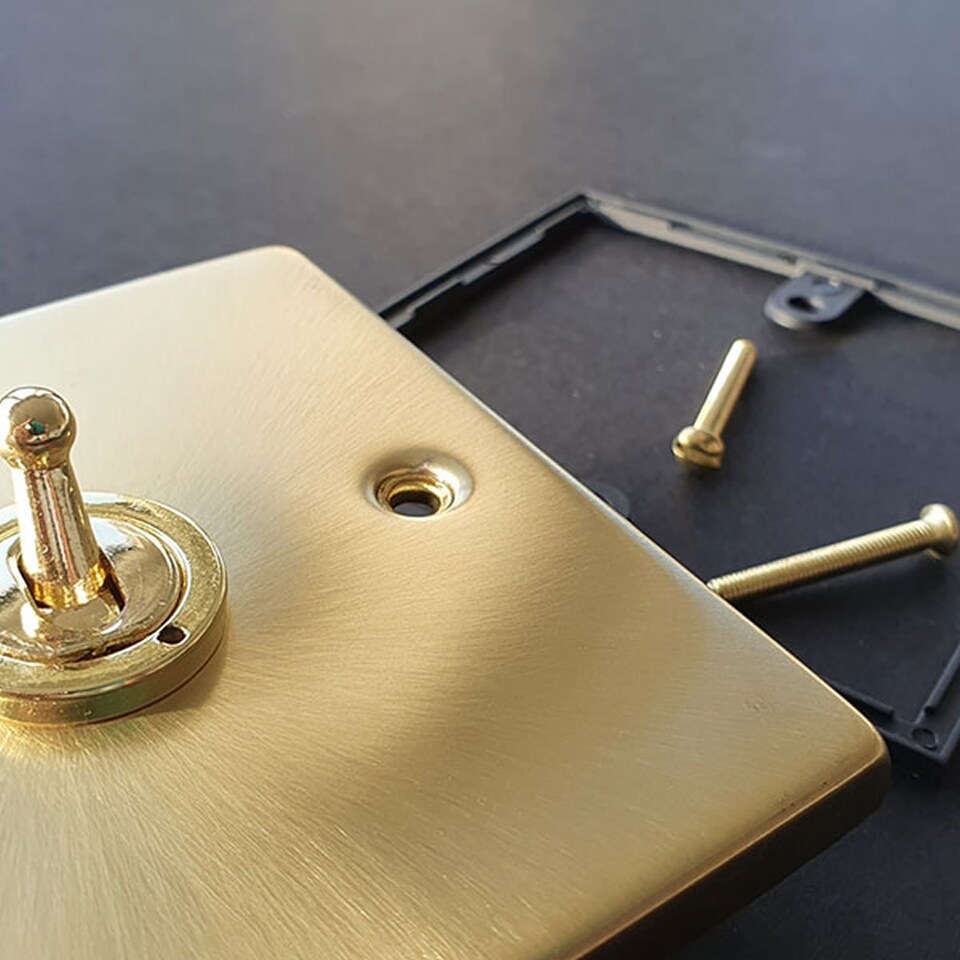 image 1 of SE HOME Satin Brushed Brass 10A 4 Gang 2 Way Light Switch | Gold | Satin Brass