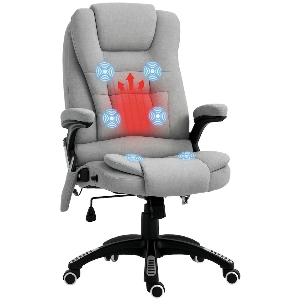 image 1 of Vinsetto Office Chair w/ Heating 6-Point Massage Relaxing Reclining Grey