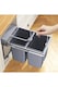 image 2 of Living and Home 40L Kitchen Double Pull-Out Trash Can Under Cabinet | Grey