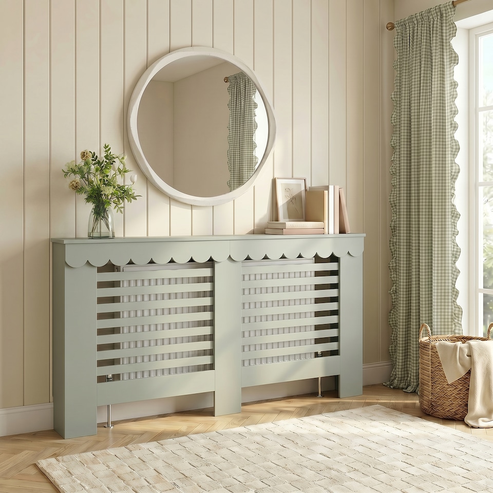 image 1 of OHS Scallop Radiator Cover Engineered Wood Side Board Shelf - Large