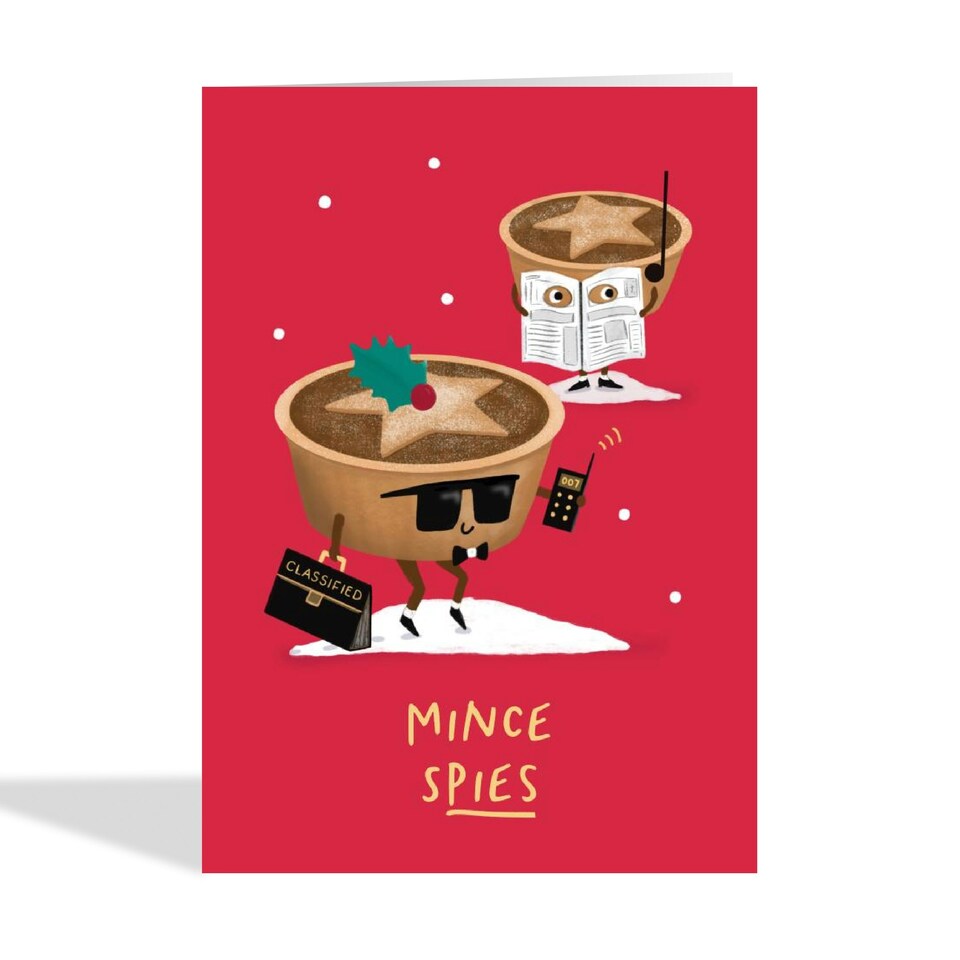 image 1 of Funny Christmas Card - Mince Spies - Pun