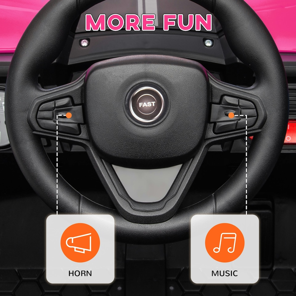 image 1 of AIYAPLAY Kids Ride on Car, 12V Electric Truck w/ Horn, Lights, USB, Pink