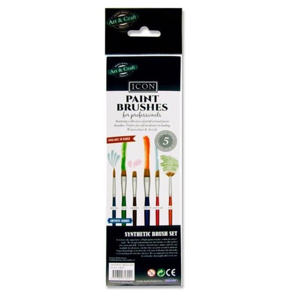 image 1 of Pack of 5 Synthetic Paintbrush Set by Icon Art