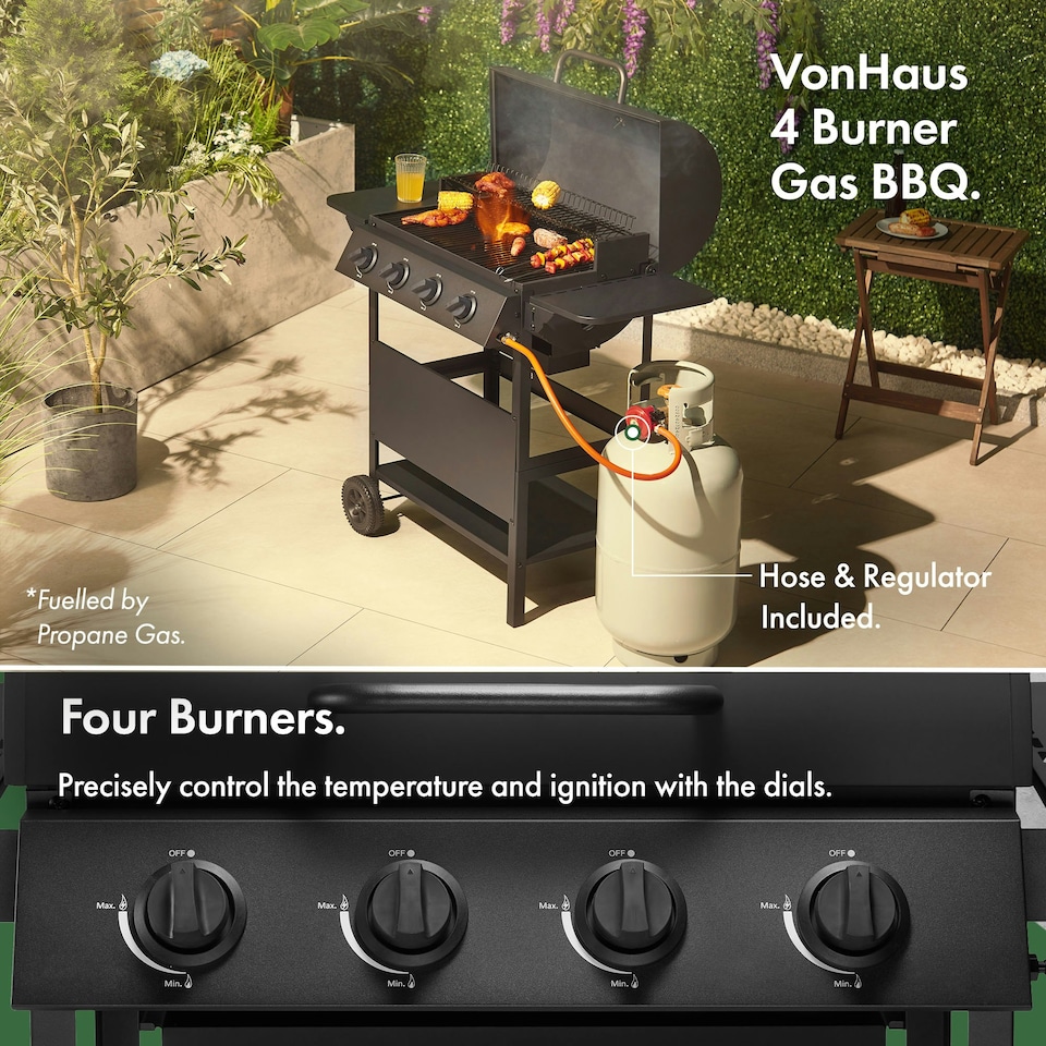 image 1 of VonHaus Gas BBQ with 4 Burners