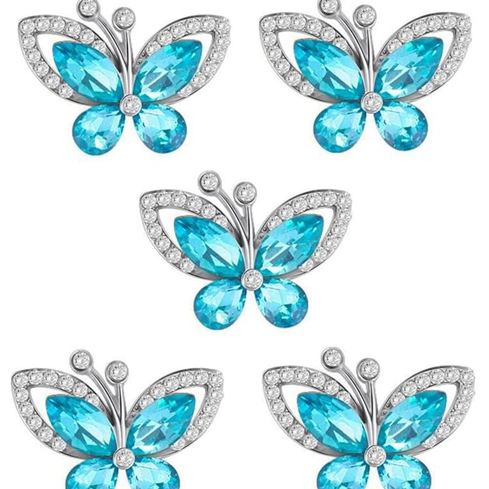 image 1 of Pack of 5 Turquoise Butterfly Embellishment - Turquoise