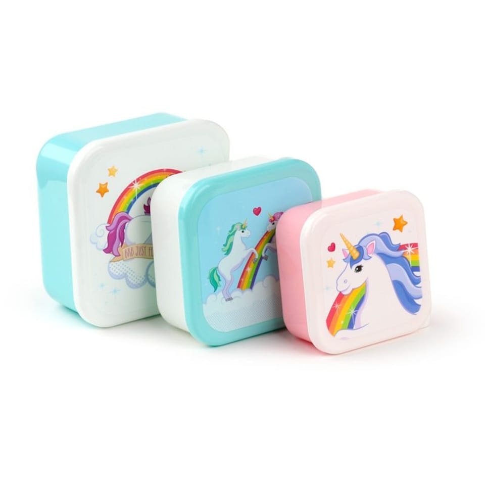 image 1 of Enchanted Rainbows Unicorn Set of 3 Lunch Boxes