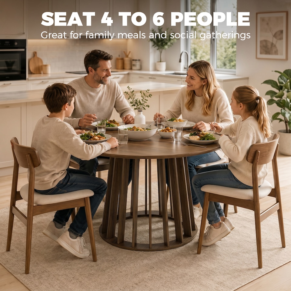 image 1 of HOMCOM Modern Dining Table for 4-6 People 120 cm Light Walnut