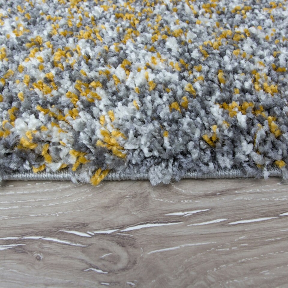 image 1 of KUKOON Yellow Ochre Mottled Shaggy Living Room Area Rug 60cm x 110cm