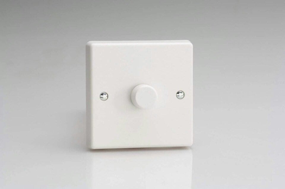 Varilight 1-Gang 2-Way Rotary Dimmer Light Switch Push-On/Off 100-1000W | White 1-Gang 2-Way Push-On/Off Rotary Dimmer 1 x 100-1000W | Multi