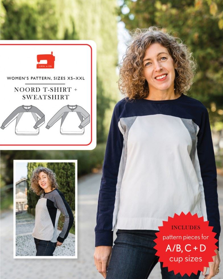 Liesl + Co Noord T Shirt & Sweatshirt Paper Sewing Pattern – Women’s Tops & Sweaters, Sizes XS–XXL, Easy