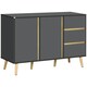image 1 of HOMCOM Sideboard Kitchen Cupboard w/ Adjustable Shelves, Double Doors Dark Grey Grey | Wood-effect accents