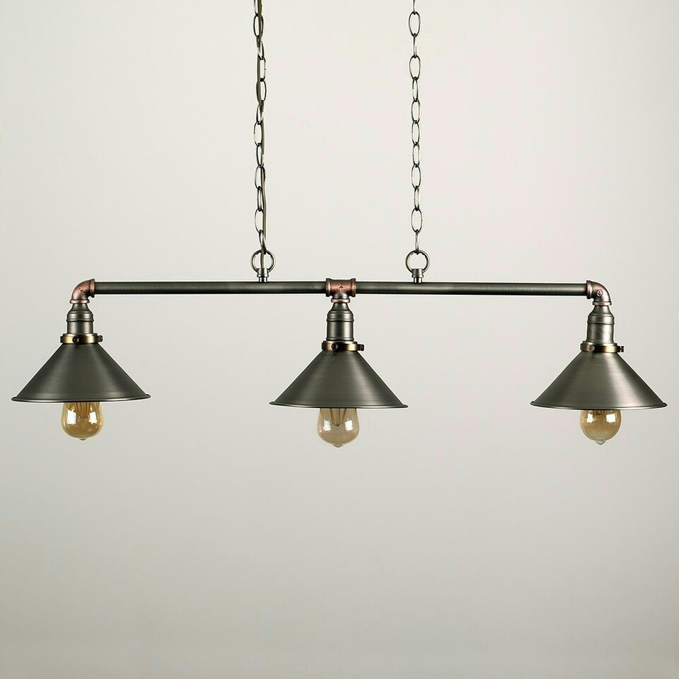image 1 of ValueLights Corinthia Over Table 3 Way Grey Ceiling Light Low Hanging Pendant | Grey