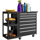 image 1 of HOMCOM 7 Drawer Lockable Steel Tool Chest on Wheels for Workshop, Black