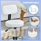 image 8 of HOMCOM Rolling Stool with Backrest, Wheels, Faux Leather Salon Chair, White Black