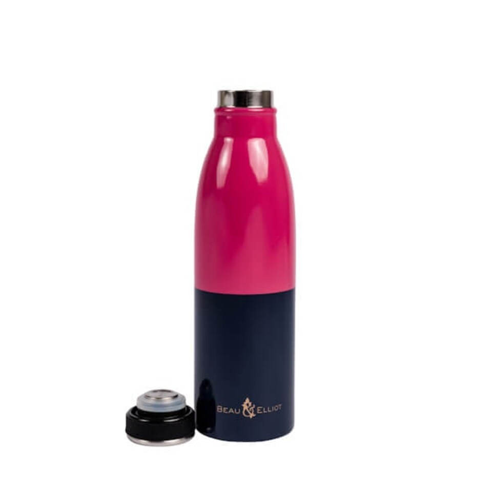 image 1 of Beau & Elliot Colour Block 500ml Stainless Steel Drinks Bottle Pink/Navy