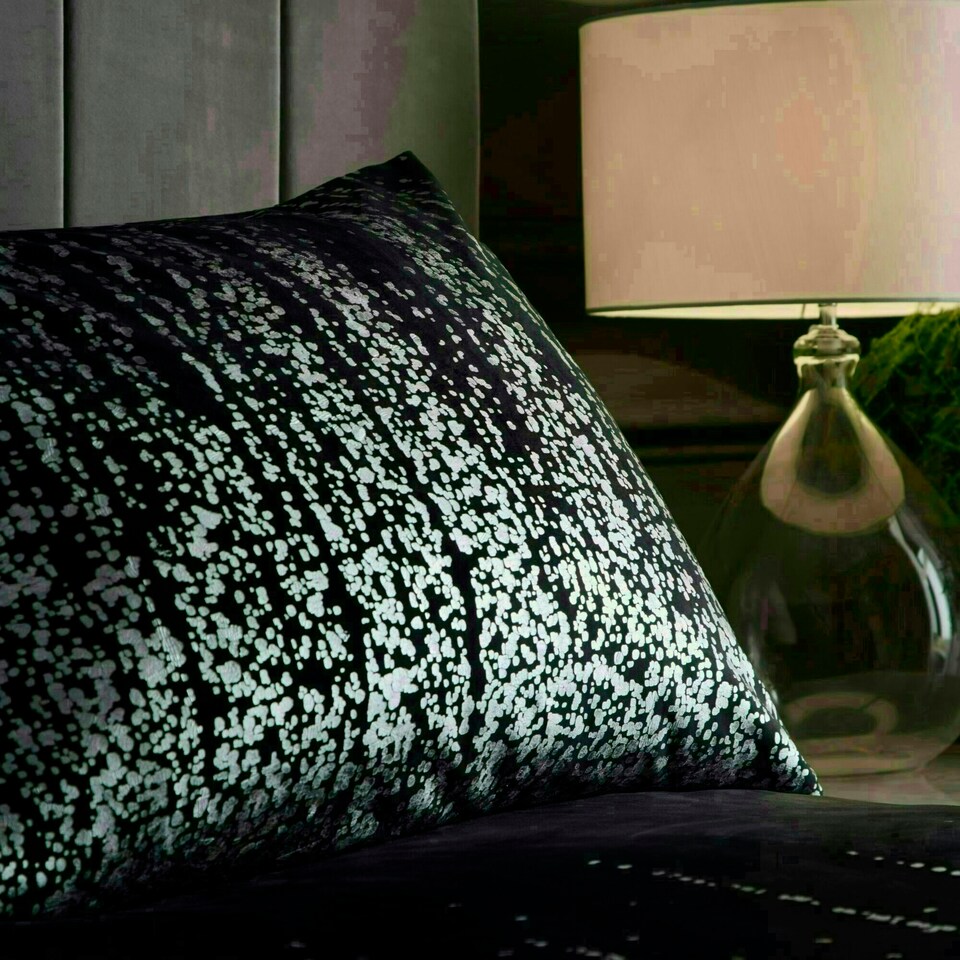 image 1 of Portfolio Home Marseilles Printed Velvet Metallic Duvet Cover Set With Pillow Cases Black | King