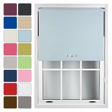 FURNISHED Blackout Roller Blinds with Triple Square Eyelets Cut to Size Easy Fit Window Shade | Blue | Duck Egg Blue | (W) 60cm x (L) 210cm