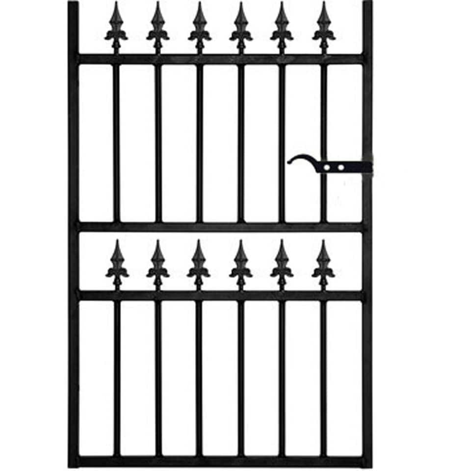 image 1 of Corfe Premium Range Spear Top Single Gate - Solid Steel - Fits Gap of 762 mm x 1168 mm High - Electro Galv./Black Powder Coated Black