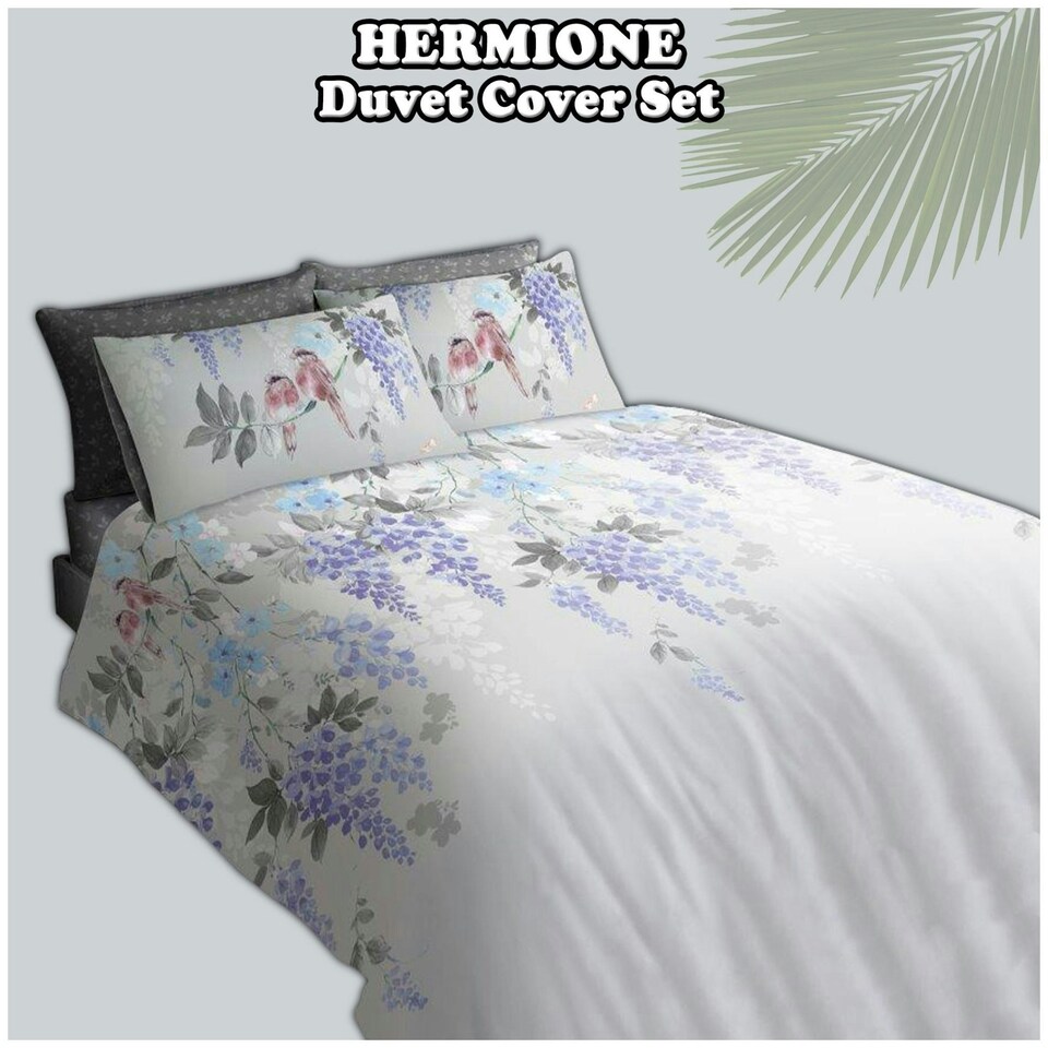 image 1 of VELVETIO Hermione Complete Duvet Cover Set with Fitted Sheet Cosy Quilt Coverlet Grey | King