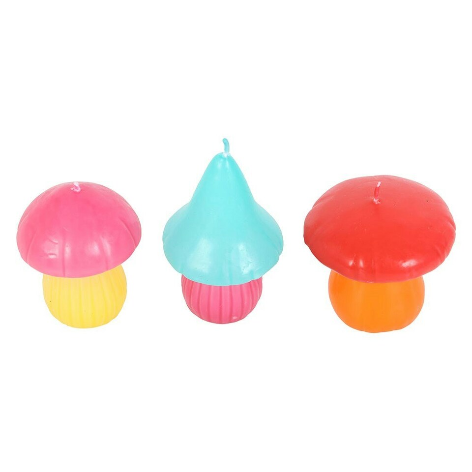 image 1 of Something Different Funky Fungi Mushroom Candles (Pack of 3) - Multicoloured - One Size Multi | One Size