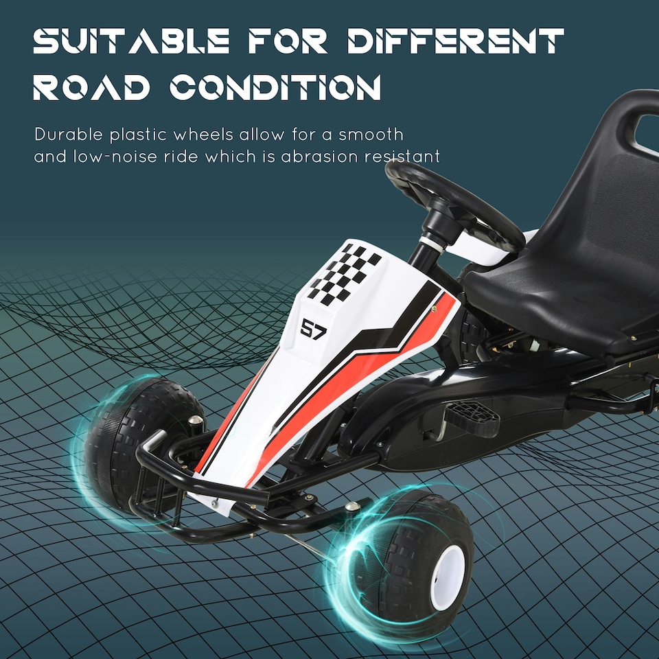 image 1 of HOMCOM Child's Racing-Style Pedal Go Kart w/ Brake Gears Steering Wheel Seat