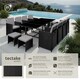 image 2 of Garden Table and Chairs Palma - 12 seats with cushions, dining table, rain cover | Black | black/grey | 53 x 53 x 87 cm | 1