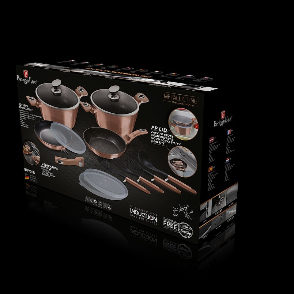 image 1 of Berlinger Haus 13 Pc Rose Gold Cookware Set With Detachable Handle