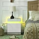 image 2 of HOMCOM High Gloss Bedside Table with LED Light and 2 Drawers, White