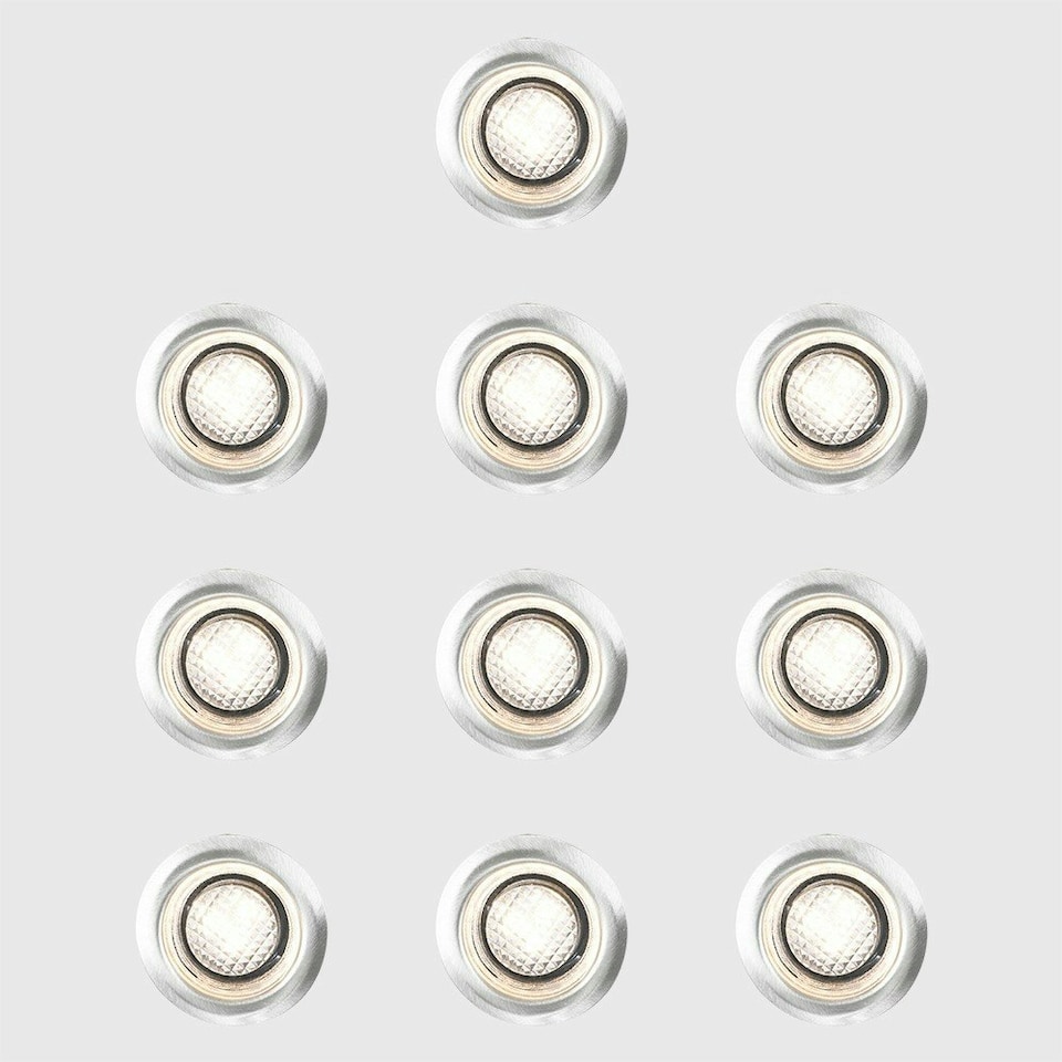 image 1 of ValueLights 10 Pack IP67 Rated 40mm Warm White LED Round Decking Kitchen Plinth Lights Kit