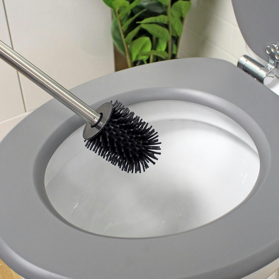 image 1 of Showerdrape Rondo Grey Toilet Brush & Holder