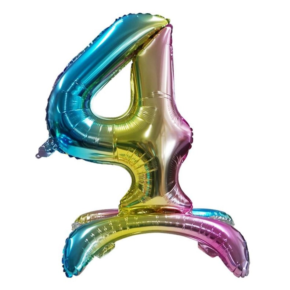 Realmax Standing Number 4 Rainbow Gradient Foil Balloon - Multicoloured - One Size