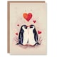 image 1 of Cute Penguin Couple Love Hearts Romantic Arty Birthday Card