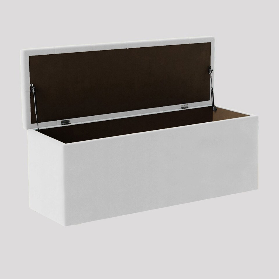 image 1 of 120cm Luna Chesterfield Ottoman Storage Box - White Plush Velvet Upholstered Blanket Box