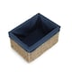 image 2 of Antique Wash Navy Cotton Lined Willow Storage Basket Blue | M