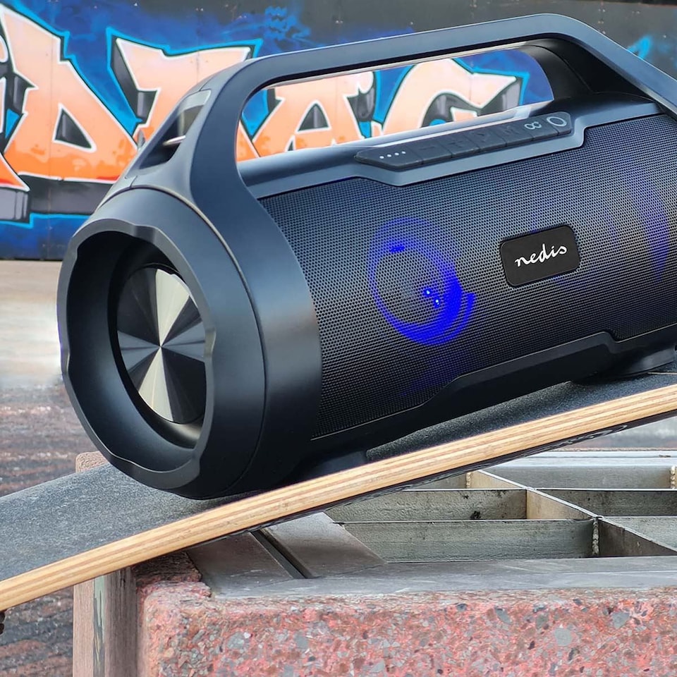 image 1 of Nedis Bluetooth Party Boombox Speaker, 120W Peak Power, 6H Playtime, IPX5 Waterproof, RGB LED Lights, Aux/MicroSD/USB Playback, Bluetooth 5.0, Handle - Black