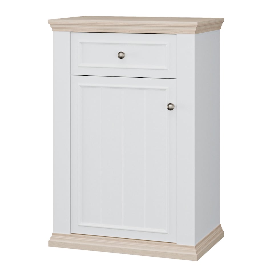 image 1 of Pontypool Shoe Cabinet with Drawer in White and a Riva Oak