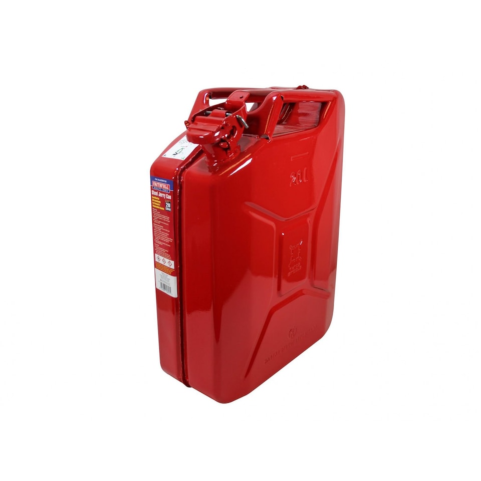Faithfull Steel Jerry Can | Red | Red | 470 x 345 x 168mm | 1