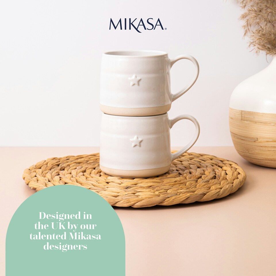 image 1 of Mikasa Mug Set White Stoneware 380ml Set of 2