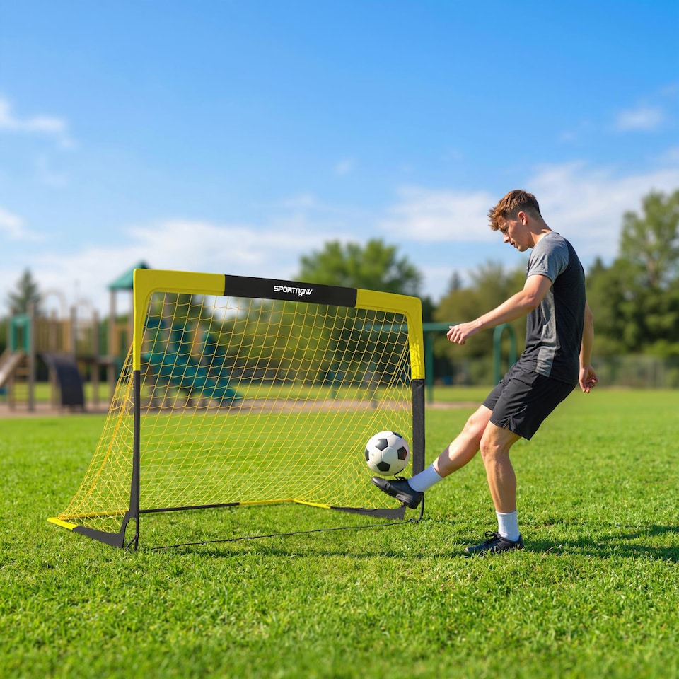 image 1 of SPORTNOW Pop Up Football Goal, Portable Folding Football Net