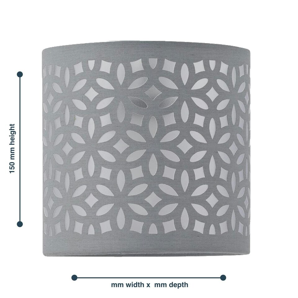 image 1 of First Choice Lighting Set of 2 Grey Laser Cut 15.5cm Table Lamp Shades Grey