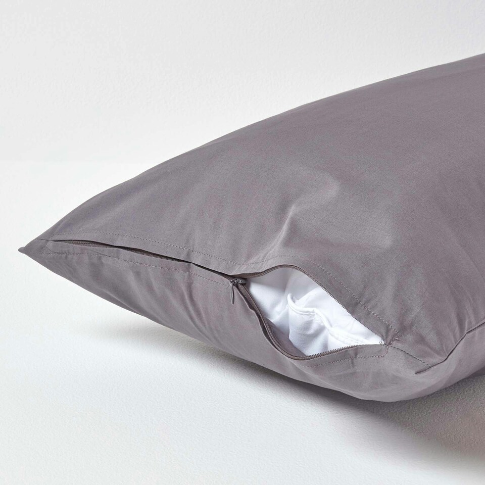 image 1 of Homescapes Dark Grey European Size Pillowcase Egyptian Cotton 200 TC - 40 x 80 cm | Grey