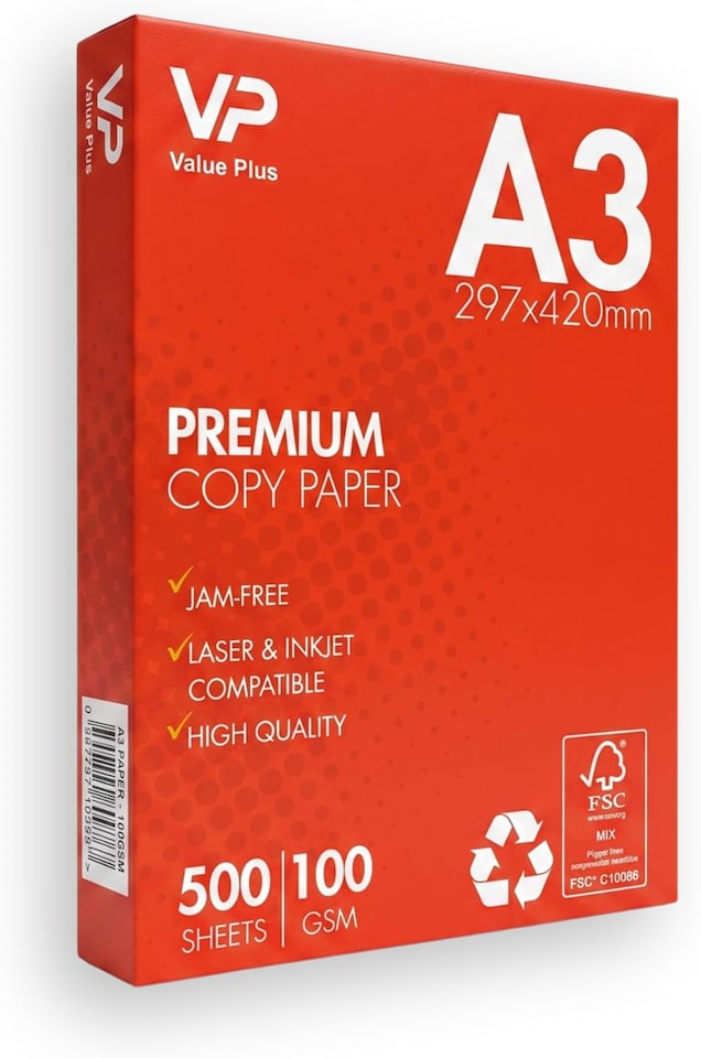 image 1 of A3 Premium Paper 100 GSM – 500 Sheets Premium White Printer & Copier Paper – Professional High-White Office Paper for Laser, Inkjet, and Copier 100gsm Office and Home High Quality Paper