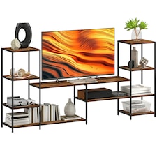 HOMCOM TV Unit for TVs up to 55 Inches, Industrial TV Stand with Shelves Brown