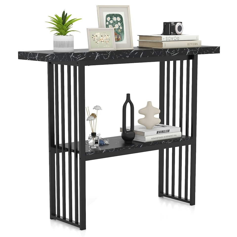 image 1 of COSTWAY 2-tier Console Table Entryway Table Black