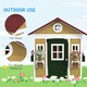 image 5 of Outsunny Wooden Playhouse with Doors, Wooden, Plant Pots for Kids - Beige