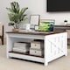 image 8 of COSTWAY Farmhouse Coffee Table Square Coffee Table White